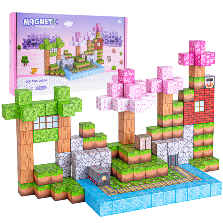 Klocki Magnetyczne Konstrukcyjne Zestaw 200 Elementów Edukacyjne Dla Dzieci