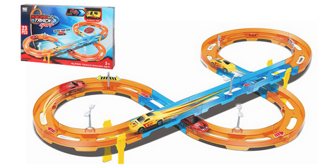 Tor Wyścigowy Samochodowy Pull Back Dla Dzieci 236 cm + 3 Autka TLD