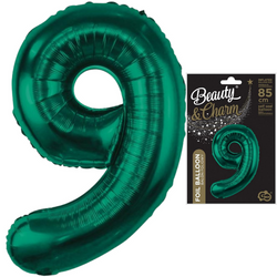 Balon Foliowy Na Urodziny Rocznice Butelkowa Zieleń Duży 85 cm Cyfra 9