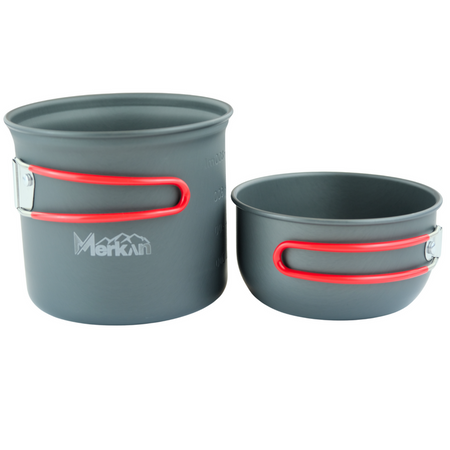 MERKAN Menażka Turystyczna Harcerska Wojskowa Garnek Z Przykrywką + Sztućce