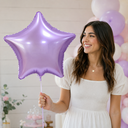 Balon Foliowy Dekoracyjny Ozdobny Gwiazda Na Urodziny Liliowa GODAN 19"