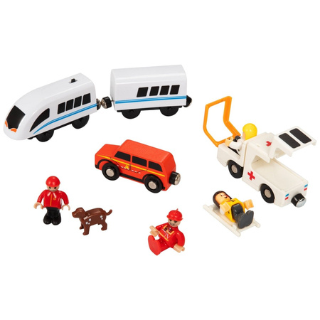 Drewniana Kolejka Pociąg Na Baterie Straż Pożarna Dla Dziecka MAMABRUM