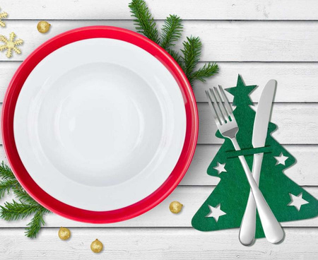 Etui Na Sztućce Świąteczne Pokrowiec Choinka Na Boże Narodzenie 12 szt.