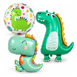 Balony Foliowe Dinozaury Na Imprezę Przyjęcie Urodziny Dla Dziecka 3 szt.