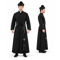 Ksiądz Kostium Sutanna Na Halloween Dla Dorosłych Sutanna + Pas + Biret
