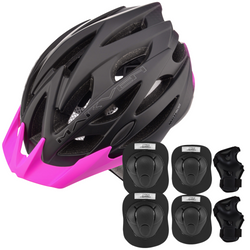 Kask Rowerowy Regulowany Szosowy Wentylowany Z Daszkiem + Ochraniacze METEOR