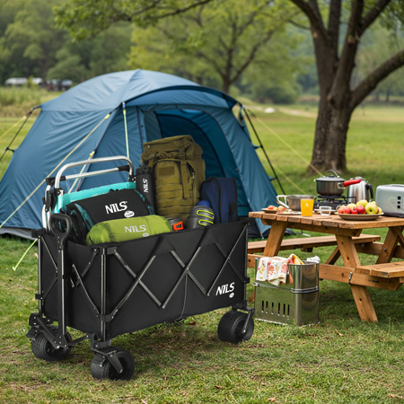 Wózek Turystyczny Plażowy Transportowy Kempingowy Składany Z Uchwytem 180 L