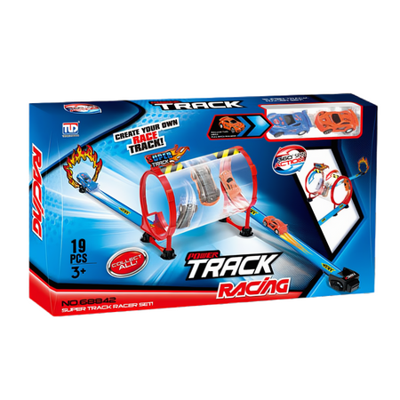 Tor Wyścigowy Samochodowy Pull Back Track Dla Dzieci + 2 Samochody TLD