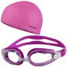 Okulary Pływackie Na Basen ANTI-FOG Filtr UV + Czepek Materiałowy Kąpielowy