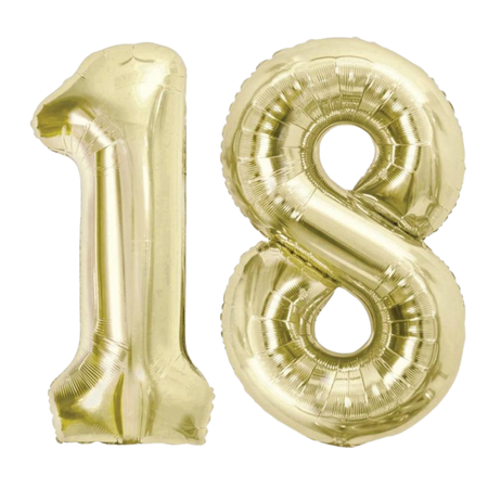 Balony Na 18 Urodziny Szampańskie Duże 85 cm + 2x Balon Happy Birthday 18"