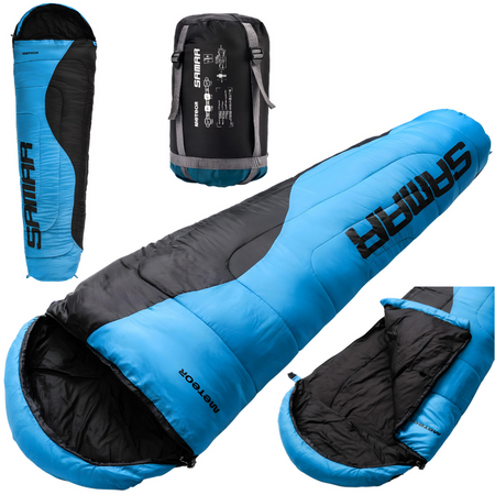 Ciepły Śpiwór Mumia Turystyczny Z Kapturem 220x75 cm METEOR