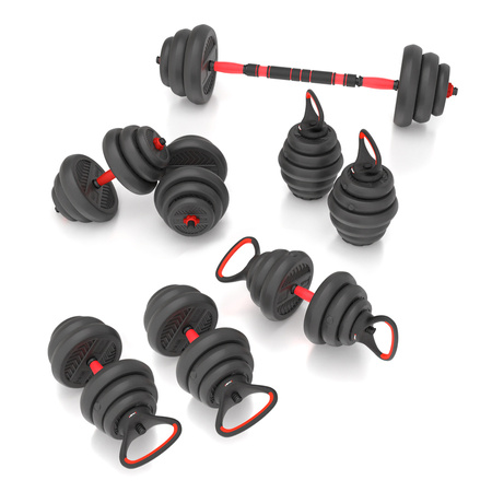 Sztangielki Regulowane Zestaw Hantle Kettlebell Sztanga Do Treningu 20 kg