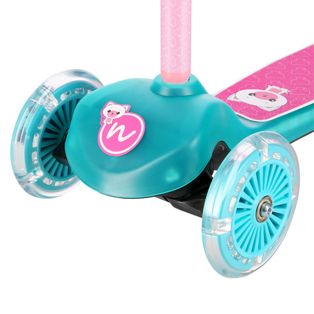 Hulajnoga Trójkołowa Dla Dzieci Balansowa Turkusowa Regulowana Kółka LED