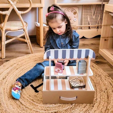 MAMABRUM Składany Sklepik Drewniany Kawiarnia Cukiernia Z Akcesoriami