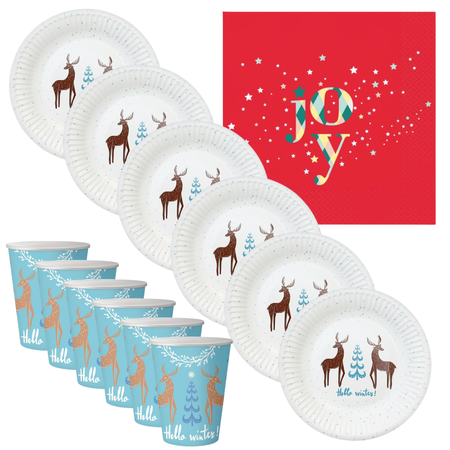 6xKubeczki 250 ml + 6xTalerzyki + 20xSerwetki Zastawa Stołowa Na Święta