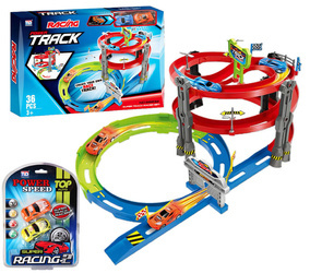 Tor Wyścigowy Samochodowy Pull Back Dla Dzieci + 4 Samochody