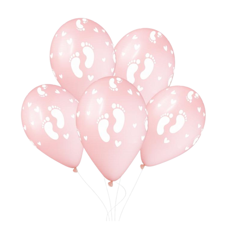 Balony Na Baby Shower Klasyczne Dziecięce Stópki Pudrowy Róż 13" 50 szt.