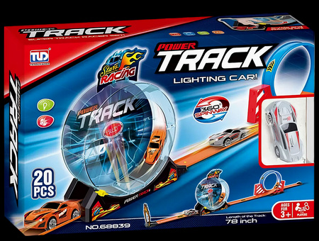Tor Wyścigowy Samochodowy Dla Dziecka Pull Back 200 cm + 3 Samochodziki