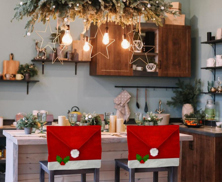 Pokrowiec Świąteczny Na Krzesło Czapka Mikołaja Na Boże Narodzenie GODAN