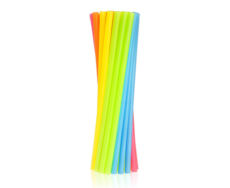 Słomki Plastikowe Kolorowe Wielokrotnego Użytku Do Picia 24 cm 250 szt.