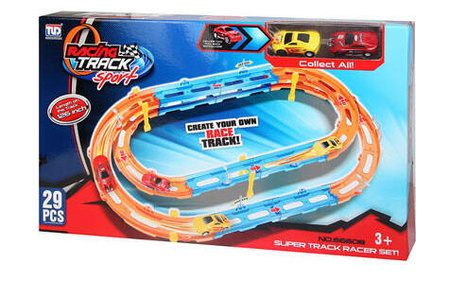 Tor Wyścigowy Samochodowy Owalny Pull Back Dla Dzieci + 4 Samochody