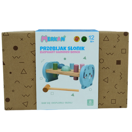 MERKAN Wbijak Przebijanka Drewniana Zabawka Montessori Dla Dzieci