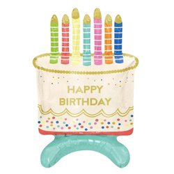 Balon Foliowy Tort Happy Birthday Na Przyjęcie Imprezę Urodziny 33x48x24cm