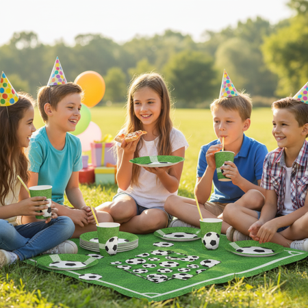 Zestaw 6x Talerzyki + 6x Kubeczki + 20x Serwetki Piłka Nożna + 5 Balonów
