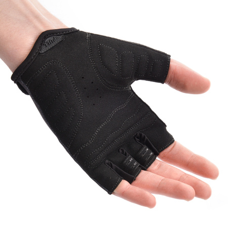 Rękawiczki Rowerowe Kolarskie Krótkie Na Rzep Bez Palców Czarne METEOR