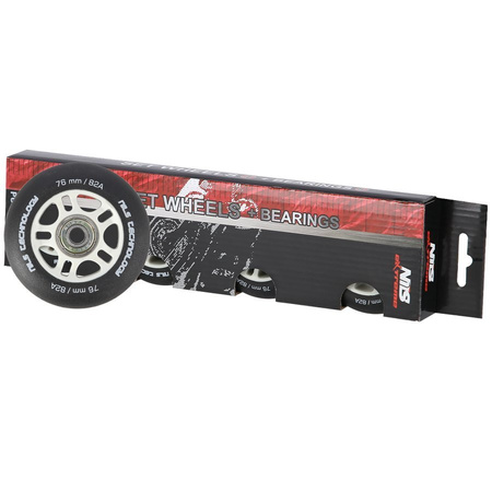 Kółka Do Rolek Kauczukowe 76mm Zestaw 4 szt. + Łożyska ABEC-9 Czarne Matowe