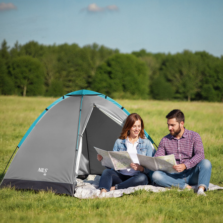 Namiot Kempingowy Turystyczny Na Biwak Wodoodporny 2 Osobowy Pokrowiec NILS