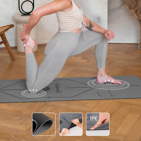 Mata Antypoślizgowa Do Ćwiczeń Fitness + Kostka + Pasek Do Jogi HMS