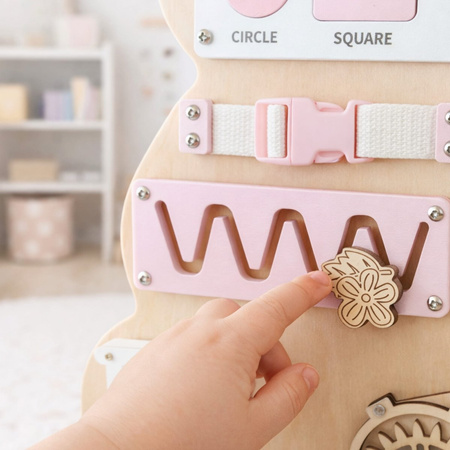 Tablica Manipulacyjna Sensoryczna Montessori Edukacyjna Miś Zegar Labirynt