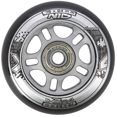 Kółka Do Rolek Kauczukowe 76 mm Zestaw 8 szt. + Łożyska ABEC-9 Czarne NILS