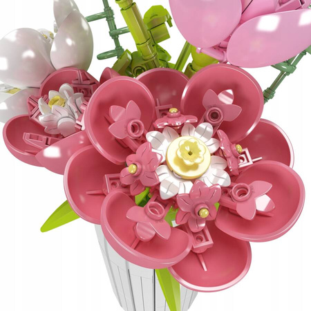 Klocki Konstrukcyjne Kwiat Piwonii W Wazonie 866 Elementów Mould King