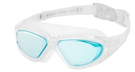 NILS Zestaw Białe Okularki Anti-Fog i UV + Szary Czepek Pływacki