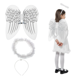 Skrzydła Anioła Z Brokatem + Aureola Przebranie Na Jasełka Bal Świętych