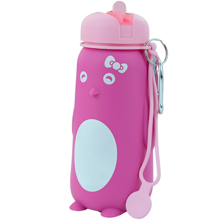 MERKAN Butelka Sportowa Bidon Silikonowy Składany Pingwin 500 ml