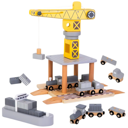 Dźwig Portowy Ruchomy Z Magnetyczną Wciągarką Zabawka Edukacyjna Dla Dzieci