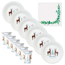 Zestaw Kubeczk + Talerzyki + Serwetki Zastawa Stołowa Jednorazowa Na Święta