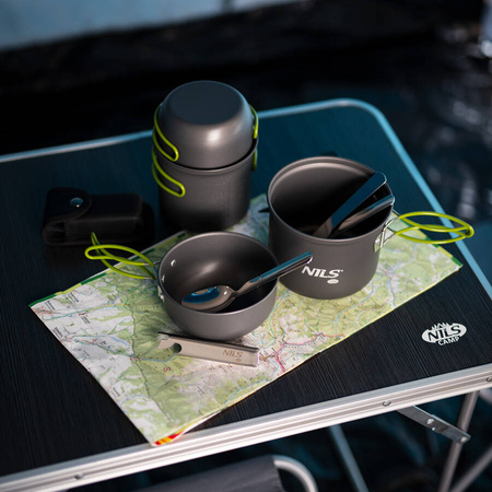 NILS Menażka Turystyczna Harcerska Wojskowa 2 Garnki + 2 Miski Patelnie