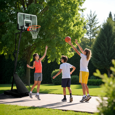 Kosz Do Koszykówki Regulowany Ogrodowy Tablica Obręcz Siatka + Stojak NILS