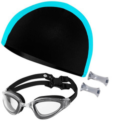 Czarny Zestaw Pływacki Na Basen Czepek + Okulary