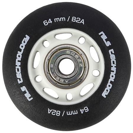 Kółka Do Rolek Kauczukowe 64mm Zestaw 4 szt. + Łożyska ABEC-9 Czarne Matowe