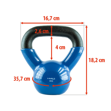 KETTLEBELL Kula Hantla Żeliwna Winylowa Do Treningu Siłowego HMS 6 kg