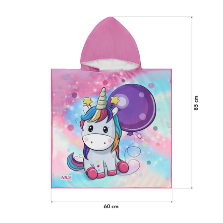 Ręcznik Kąpielowy Okrycie Z Kapturem Ponczo Dla Dzieci Unicorn 60x85 cm