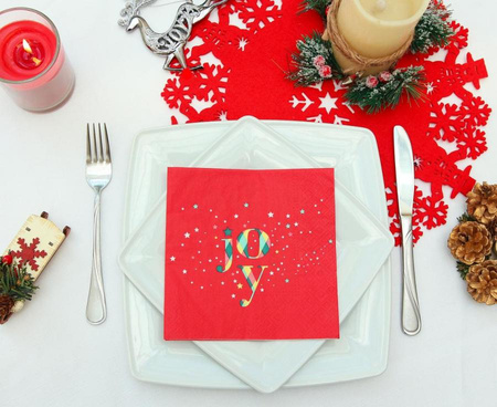 GODAN Zastawa Stołowa Na Święta Boże Narodzenie Talerzyki Kubeczki Słomki Serwetki
