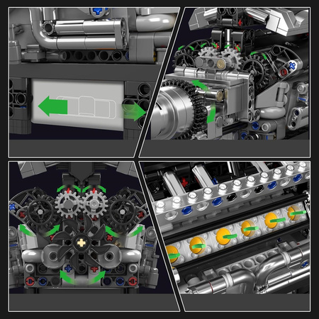 Klocki Konstrukcyjne Silnik Samochodowy V12 733 el. Na Prezent Mould King