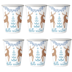 Kubeczki Papierowe Świąteczne Renifer Dekoracja Na Święta 250 ml - 6 szt.