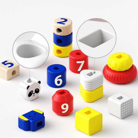 TOP BRIGHT Zabawka Edukacyjna 3w1 Układanie + Nawlekanie + Pętla Motoryczna